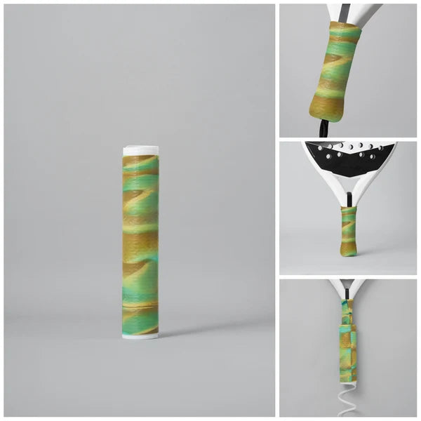 Padel Overgrip Helix Pro Grip in Grün/Weiss als Rolle und am Padelschläger-Griff