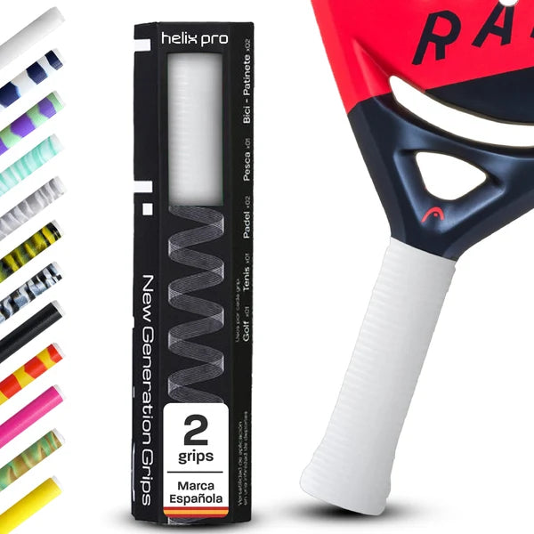 Padel Overgrip Helix Pro Grip in Solid Weiss auf Padelschläger-Griff mit 2er-Verpackung