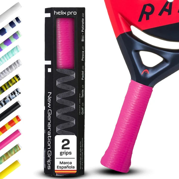 Padel Overgrip Helix Pro Grip in Solid Rosa auf Padelschläger-Griff mit 2er-Verpackung